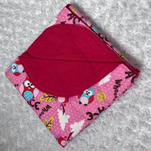 Peace Owl Flannel Baby Blanket - Red/Pink